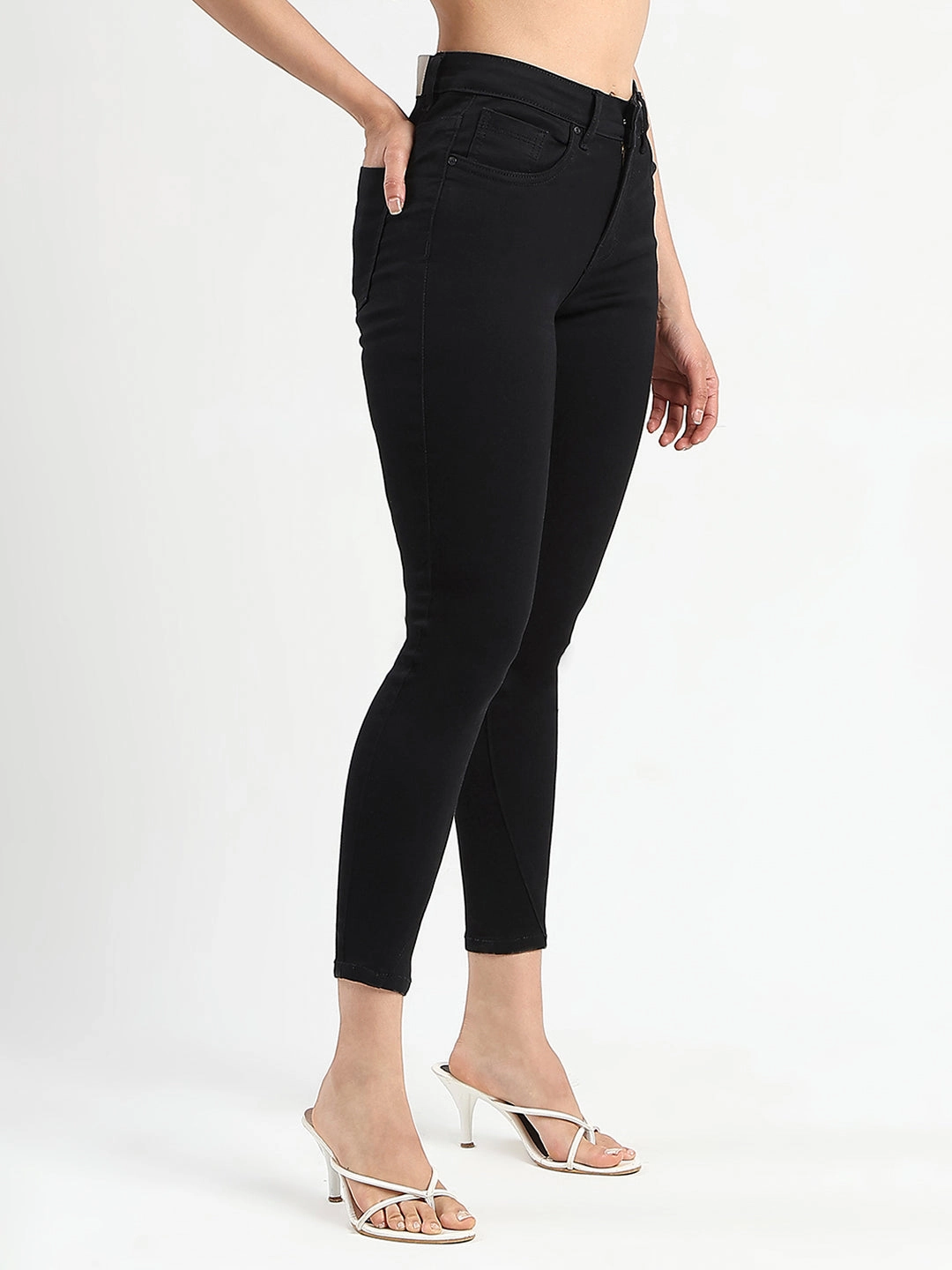 Non Fading Technology Madame Skinny Fit Black Cotton Blend Jeans