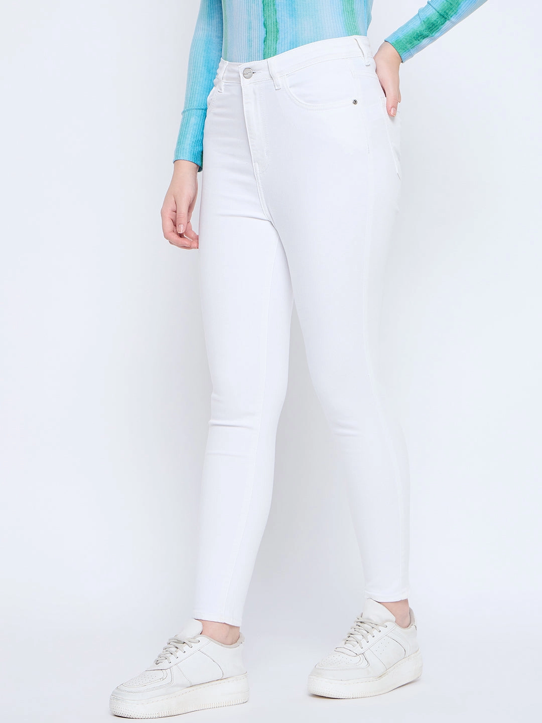 Madame Skinny Fit Cotton Blend White Denim Timeless Edge