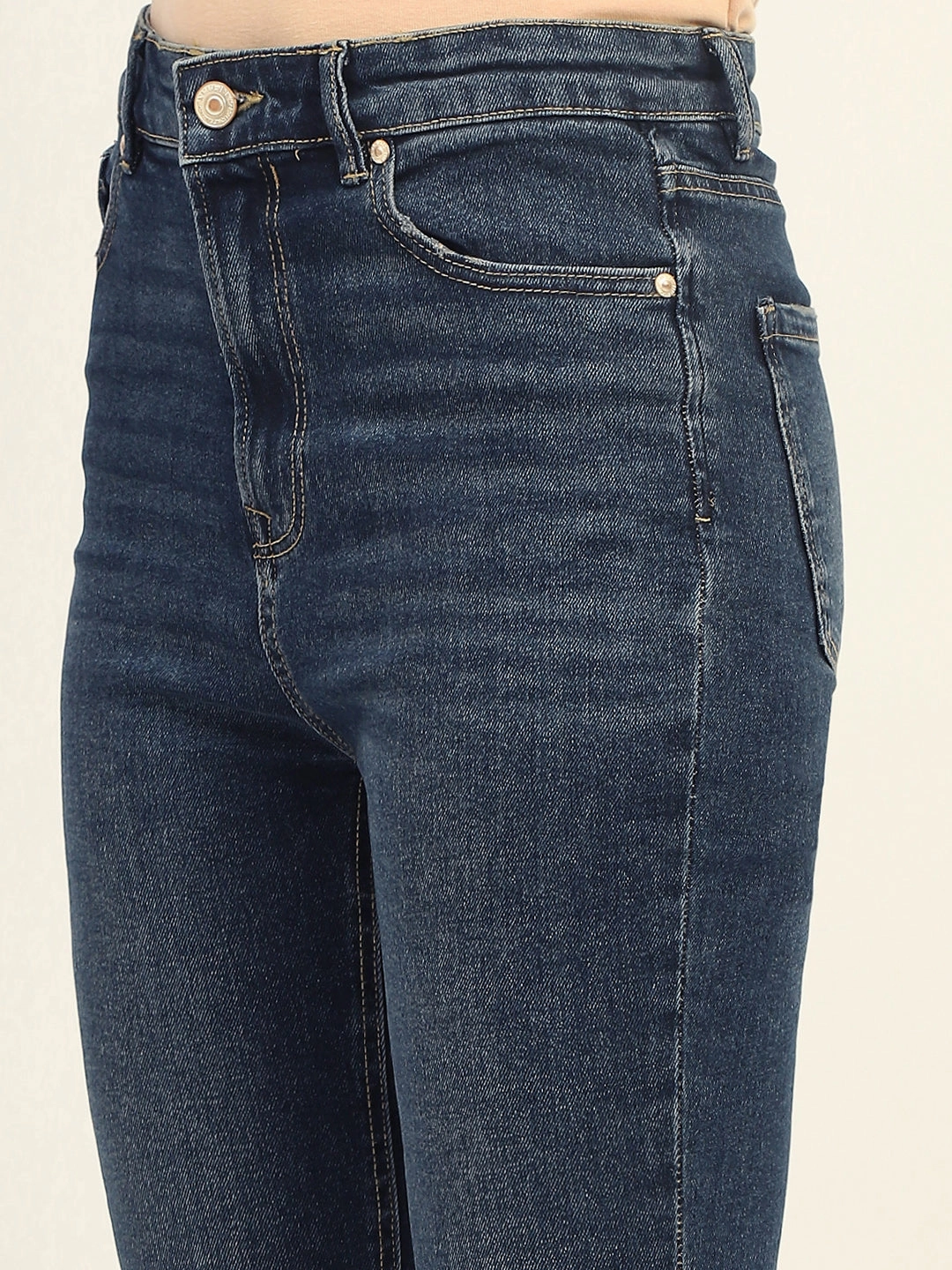 Durable Weave Madame Skinny Fit Raw Hem Cotton Dark Blue Denim
