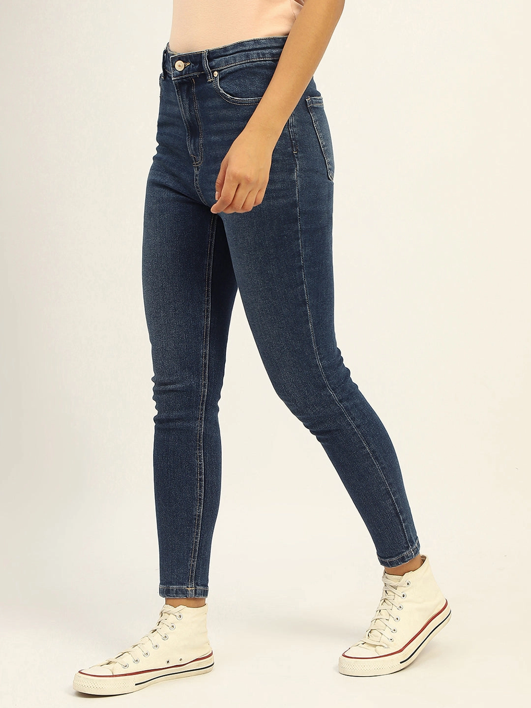 Madame Skinny Fit Raw Hem Cotton Dark Blue Denim Lightweight Material Spring Mood Slim