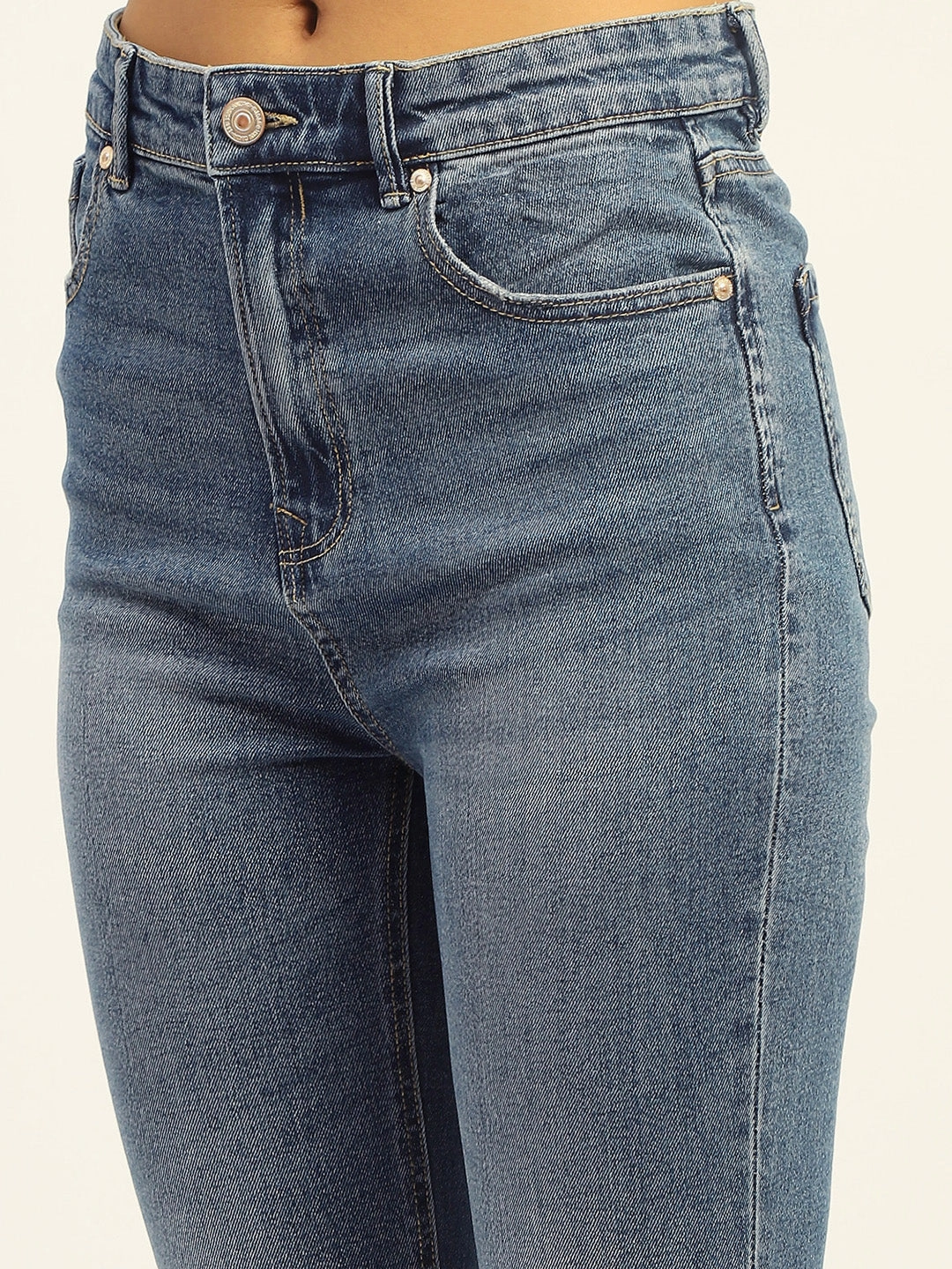 Madame Skinny Fit Raw Hem Cotton Light Blue Denim Stretch Enhanced Mobility Chill Friendly