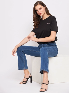 MeshLining CompactSize Madame Solid Black Elasticated Waist Top