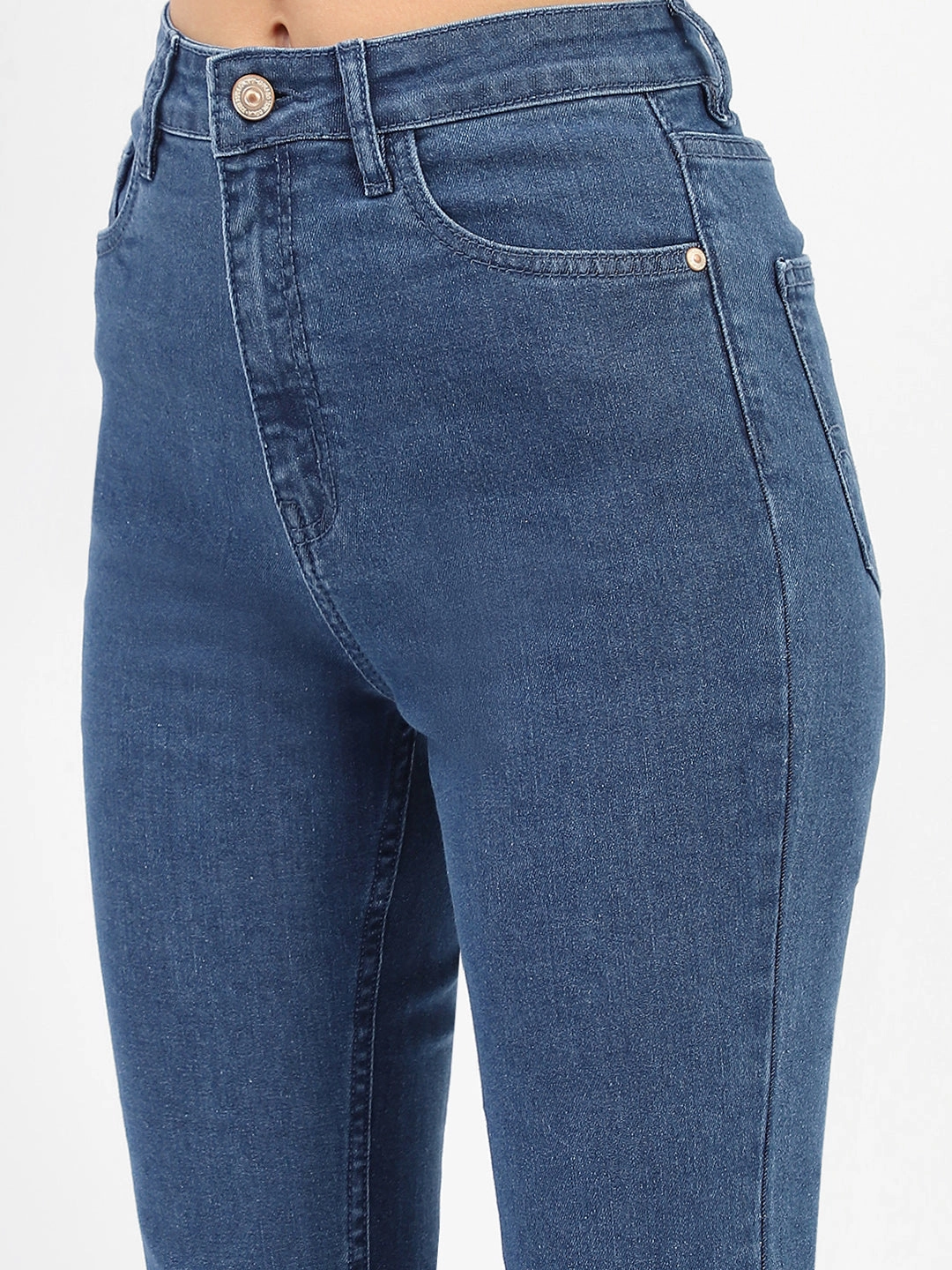 Morning Stroll Stretch quick dry Madame Solid Blue Slim Fit Jeans