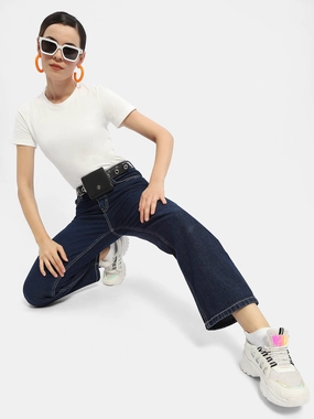 Basic Necessity Fresh Attire Madame Solid Blue Straight Jeans