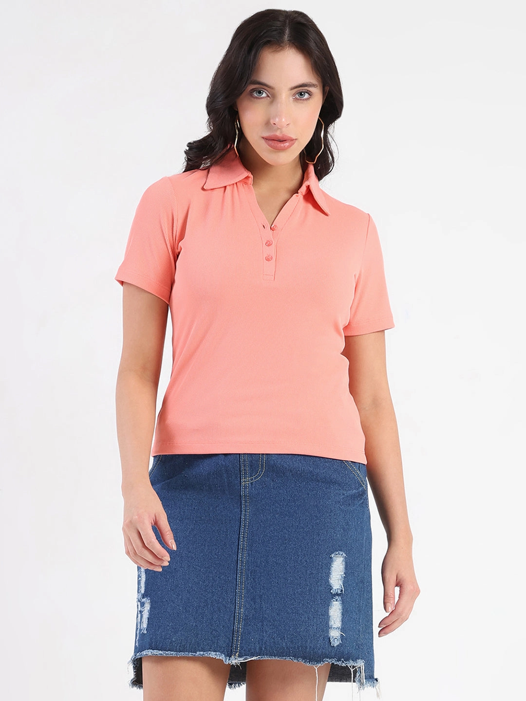 Breathable Comfort Fit Animal Print Madame  Solid Carrot Polo Pique T-shirt
