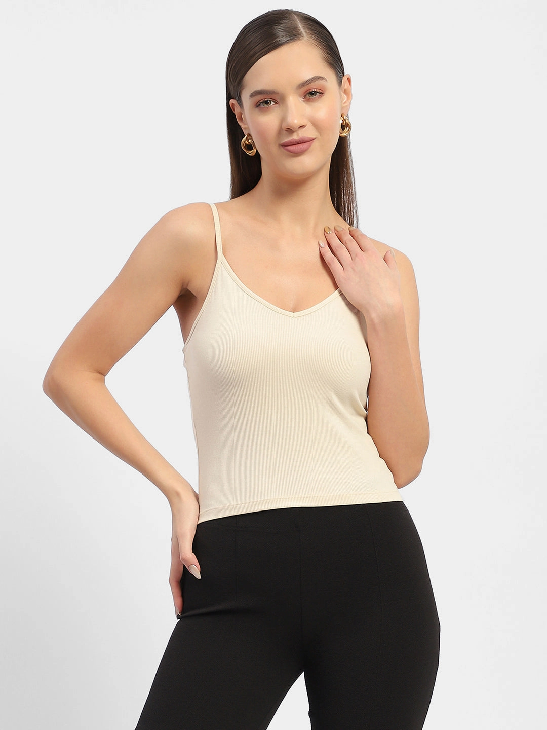 Madame Solid Cream Tank Top ZeroWaste Pattern Reflective details