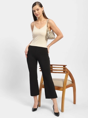 Multi Way Adjustable Fit NonRestrictive Cut Madame Solid Cream Tank Top