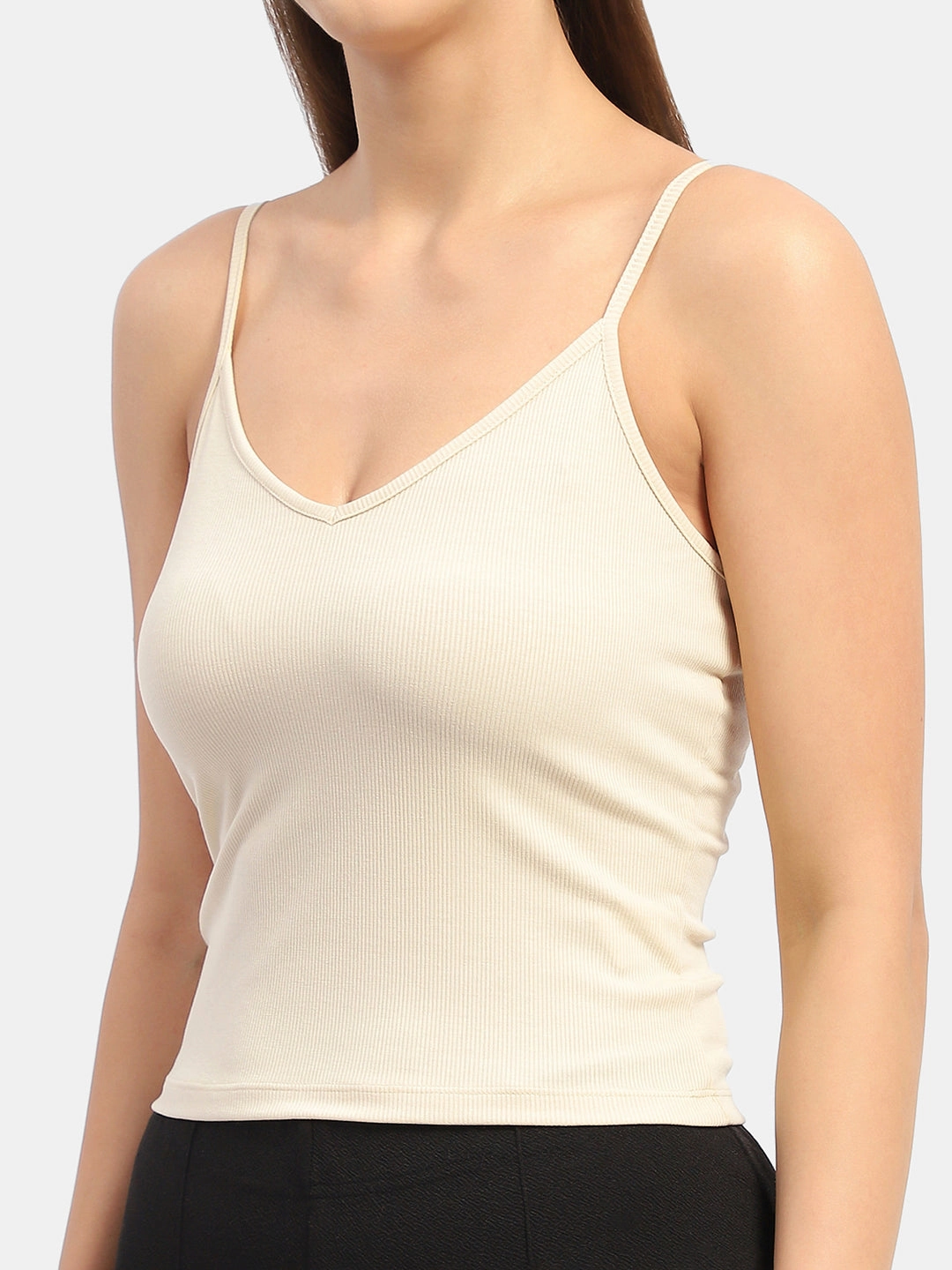 Madame Solid Cream Tank Top AllDayComfortFit Chic Look