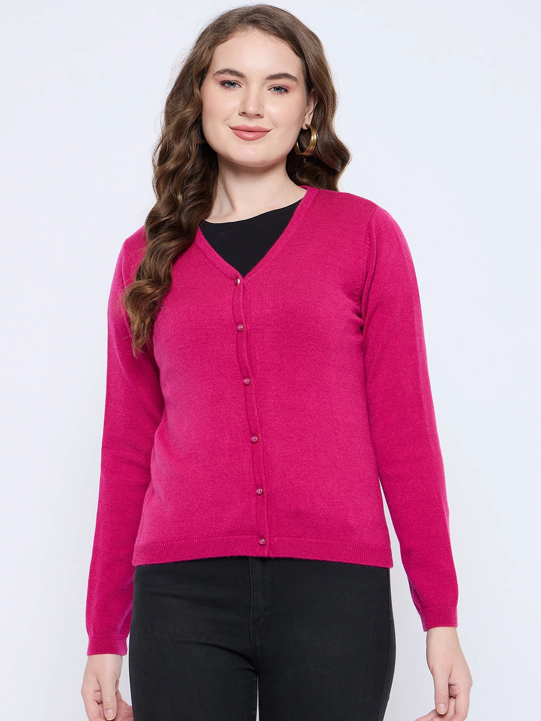 AllClimateAdaptive Madame Solid Fuschia Button Down Cardigan