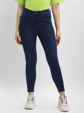 Madame Solid Mid Blue Skinny Fit Denim Jeans Casual Smart Casual Unisex Wear