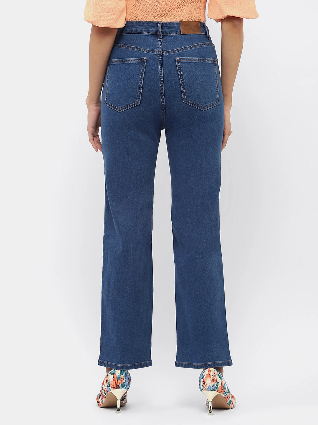 Travel Outfit Chill Outfit Date Night Madame Solid Mid Blue Wide Leg Jeans
