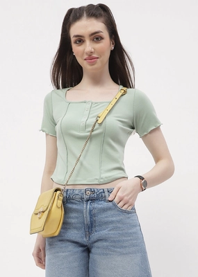 OdorResistant Fabric Madame Solid Mint Green Corset Style Top