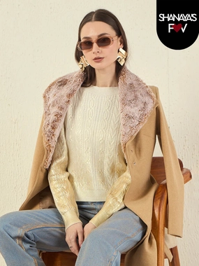 Comfy clothing Madame Solid Off White Cable Knit Sweater