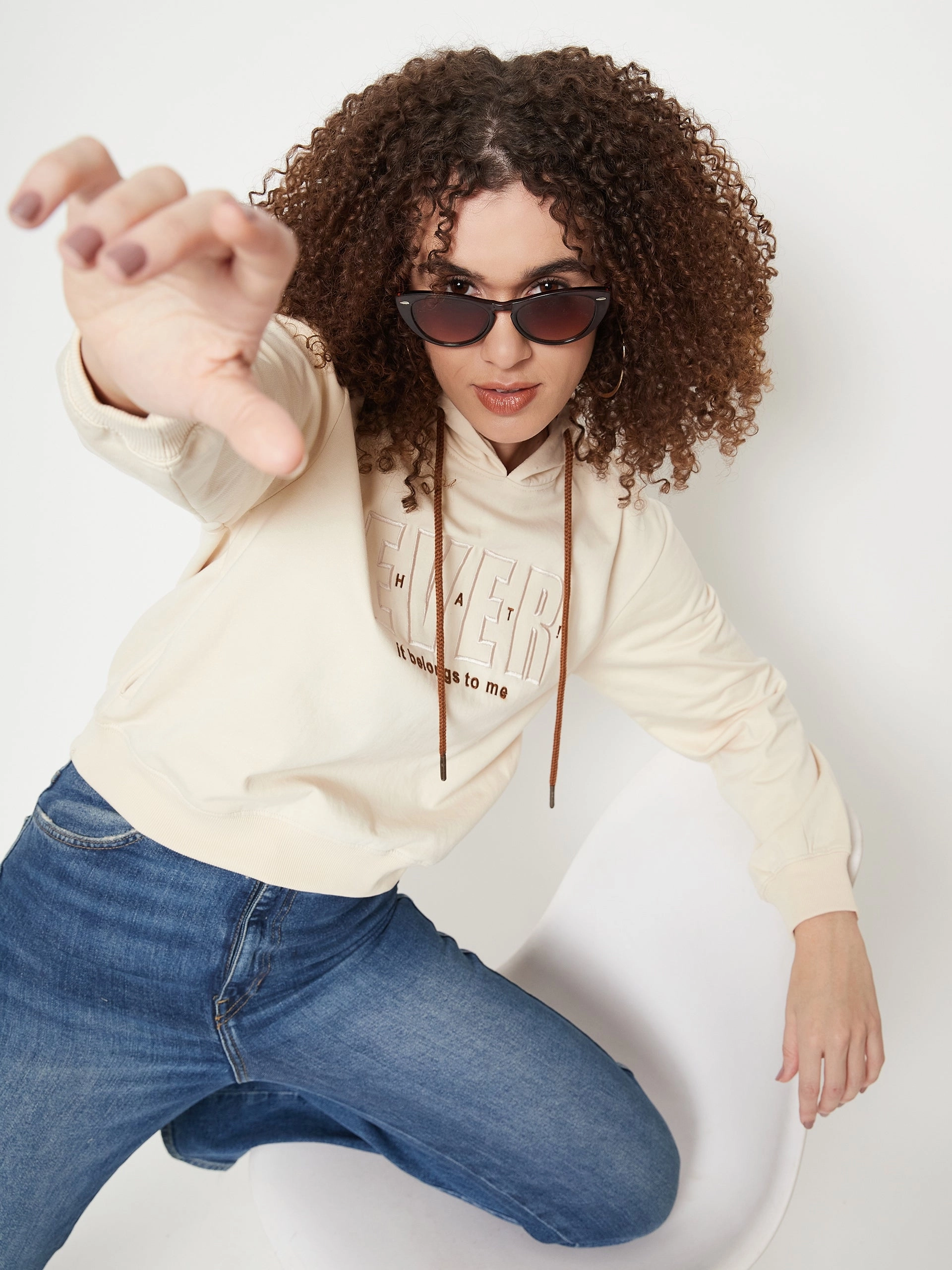Quality control Active Wear Look Madame Solid Off White Sweat-Shirt