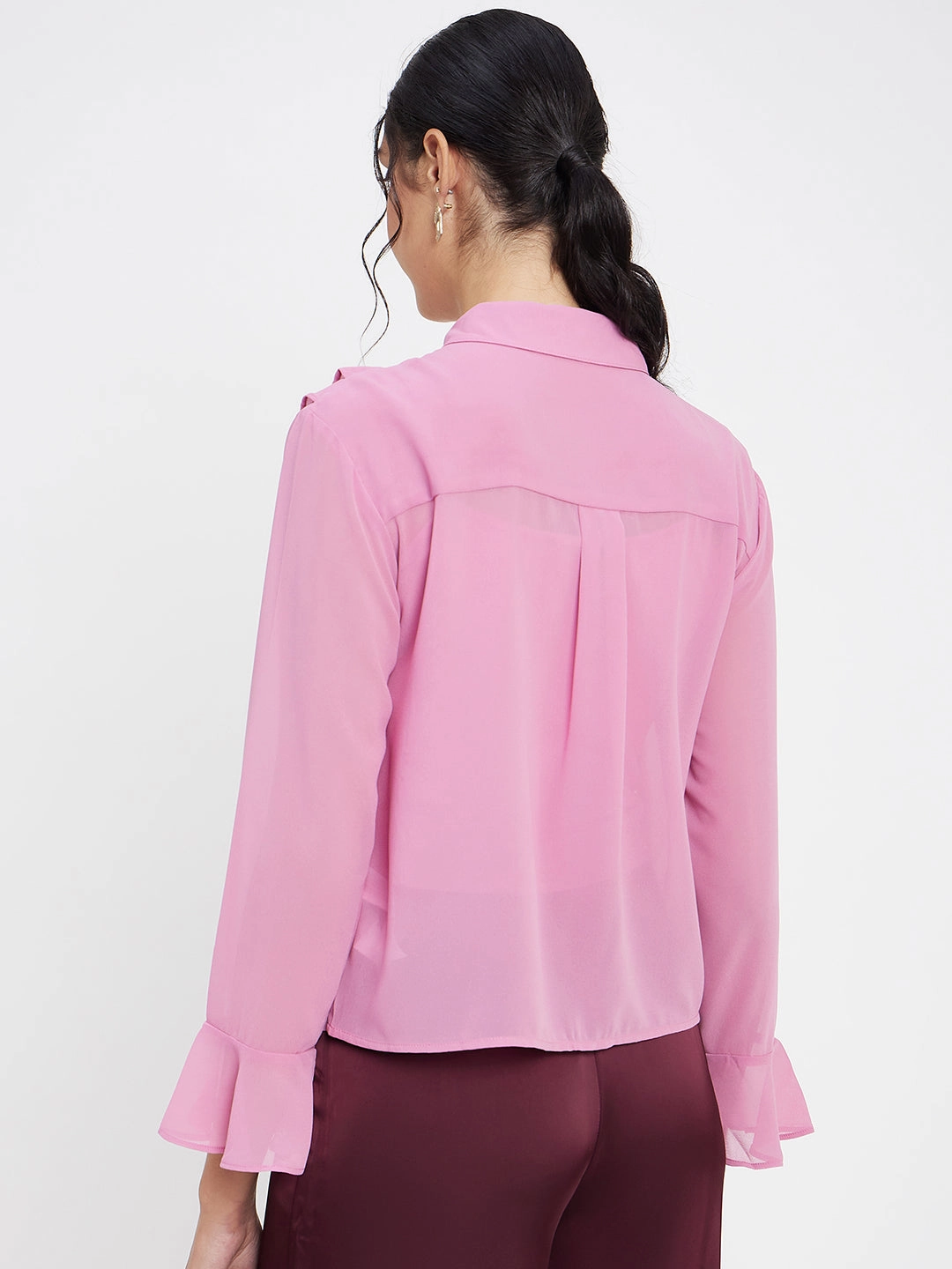 Madame Solid Pink Top Lightweight Weave Material