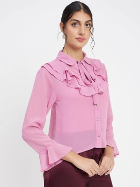 AntiStaticTreatment Sporty Design Madame Solid Pink Top