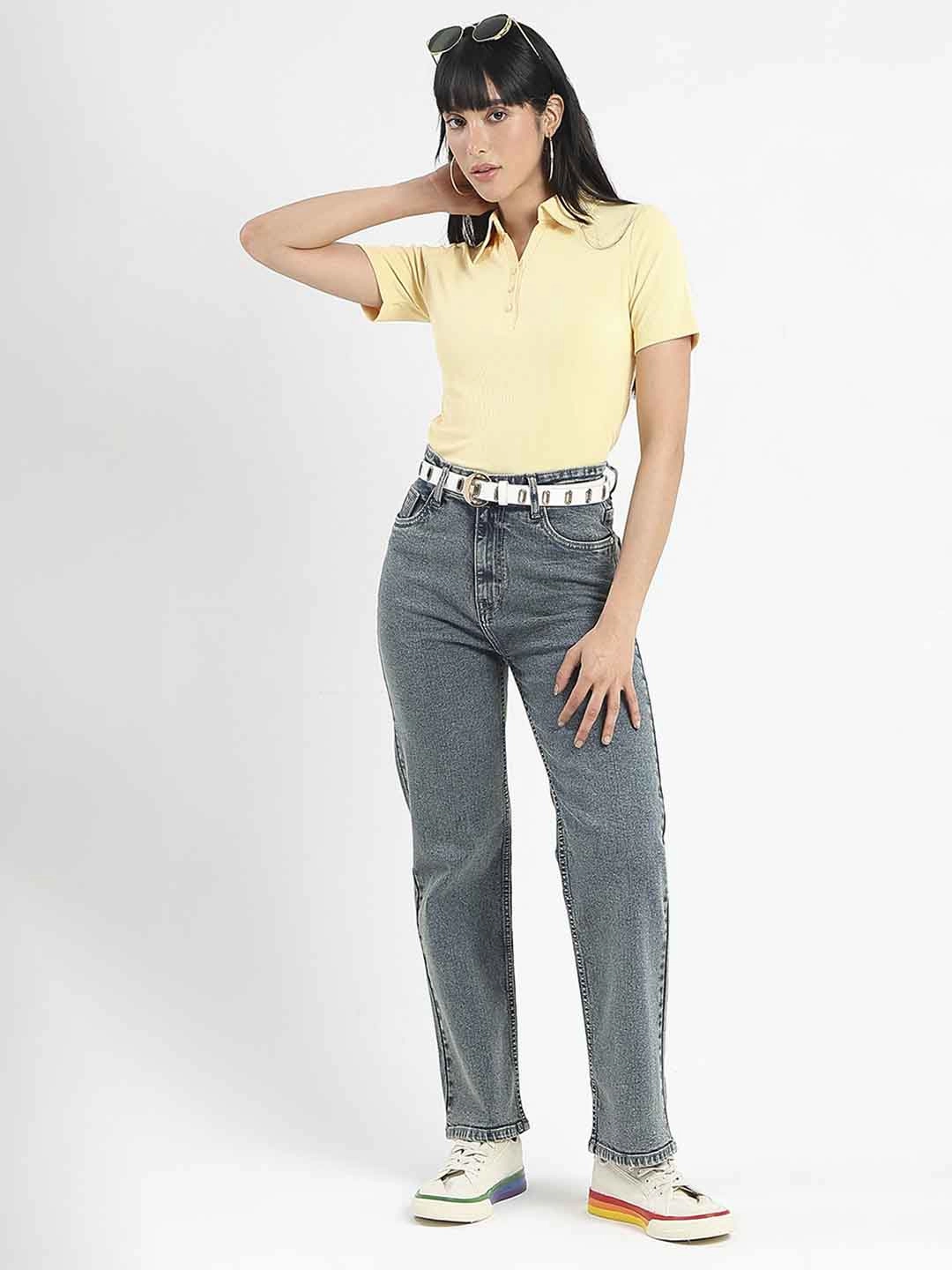 Madame Solid Yellow Polo Pique T-Shirt Light Style Trend Premium Cotton Blend