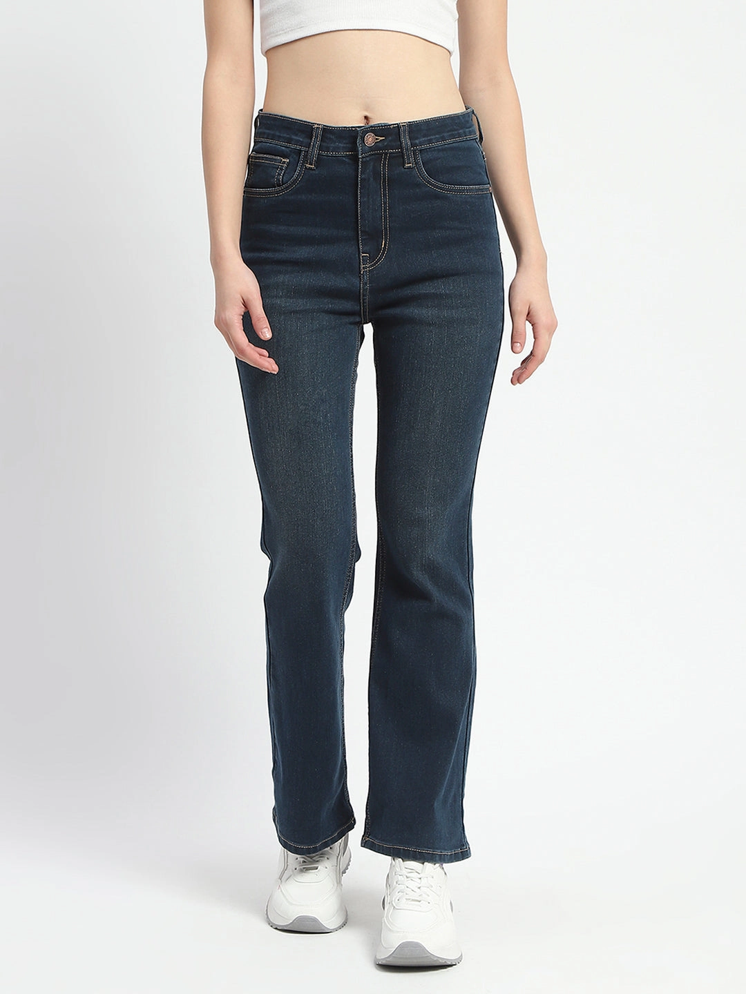 Colorfast Denim Tear Resistant Denim Madame Stone Wash Flared Blue Cotton Denim