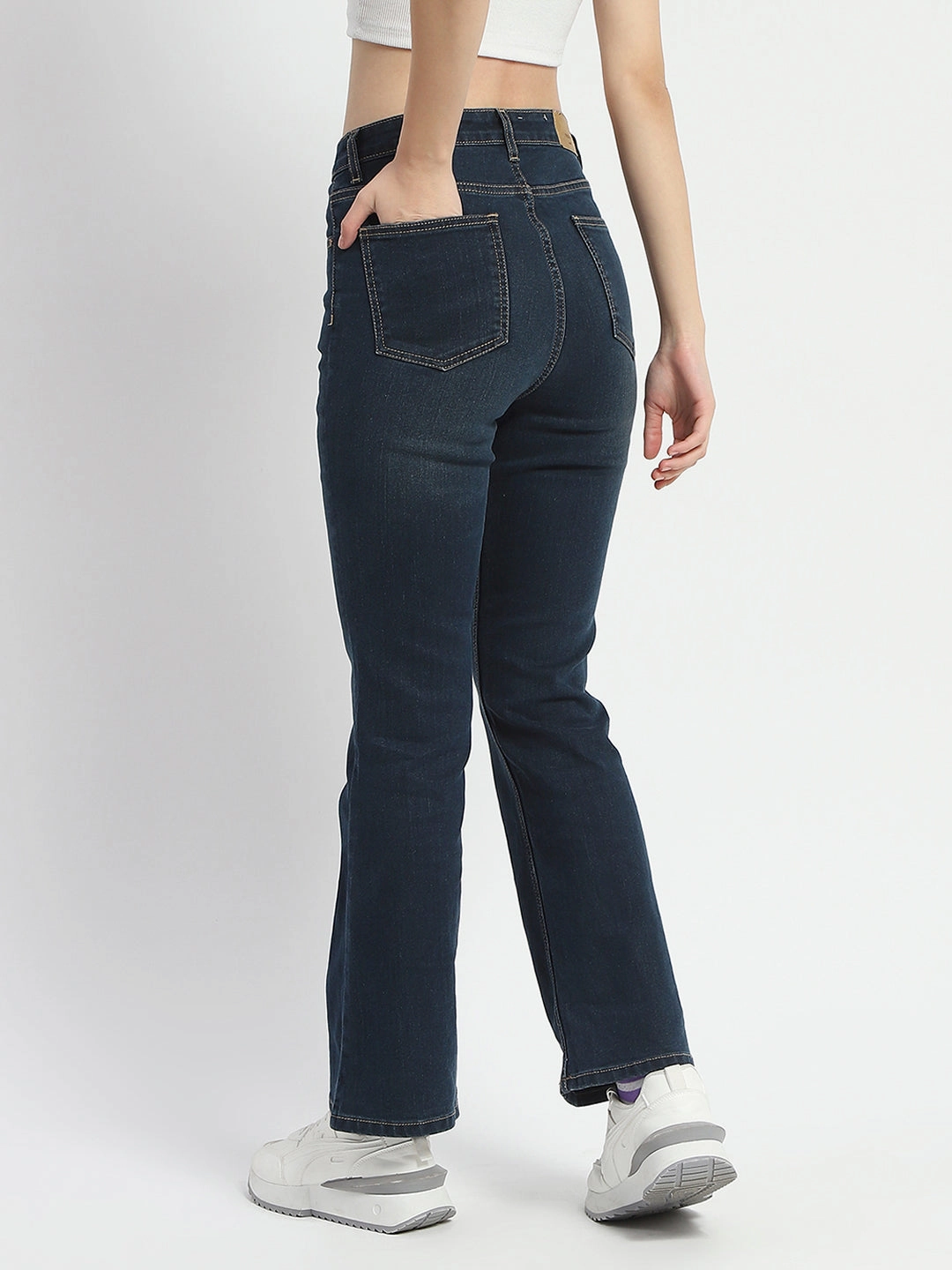 Weekend Getaway Trend Setter Madame Stone Wash Flared Blue Cotton Denim