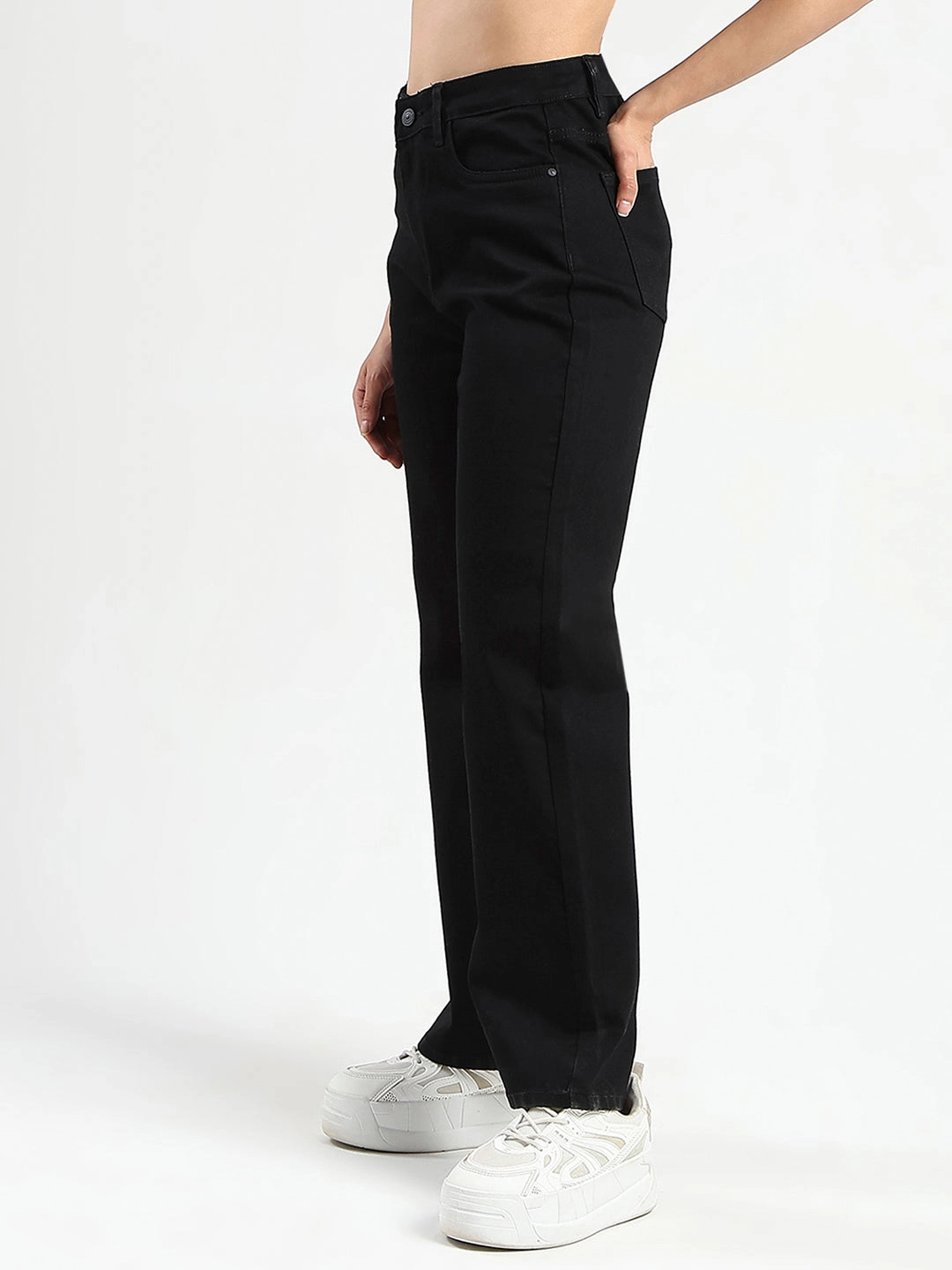 Madame Stone Wash Wide Leg Black Jeans Outdoor Adventure Stylish Family Style No Bulk Seam Design