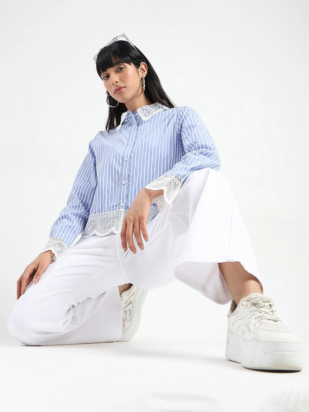 Madame Stone Wash Wide Leg White Jeans Premium Look