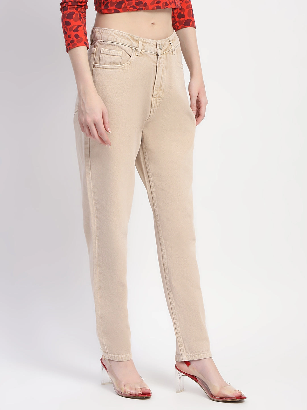 Madame Straight Fit Cotton Beige Denim Outdoor Enthusiast Premium Home Comfort