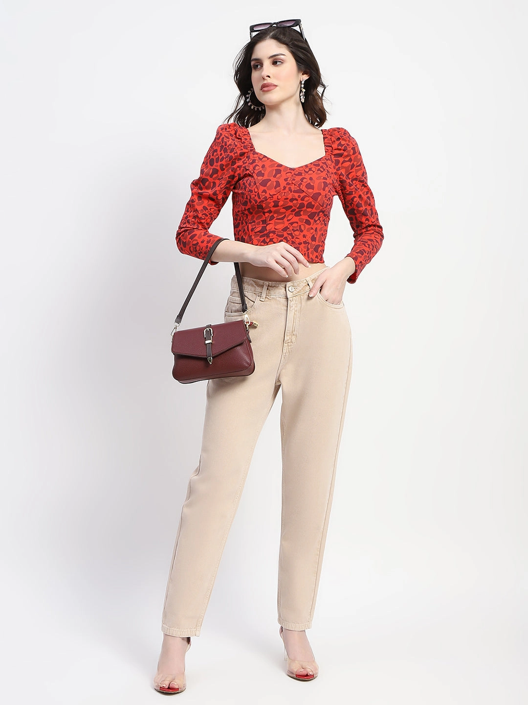 Madame Straight Fit Cotton Beige Denim Morning Stroll Evening Stroll Trend Setter Ready to Wear