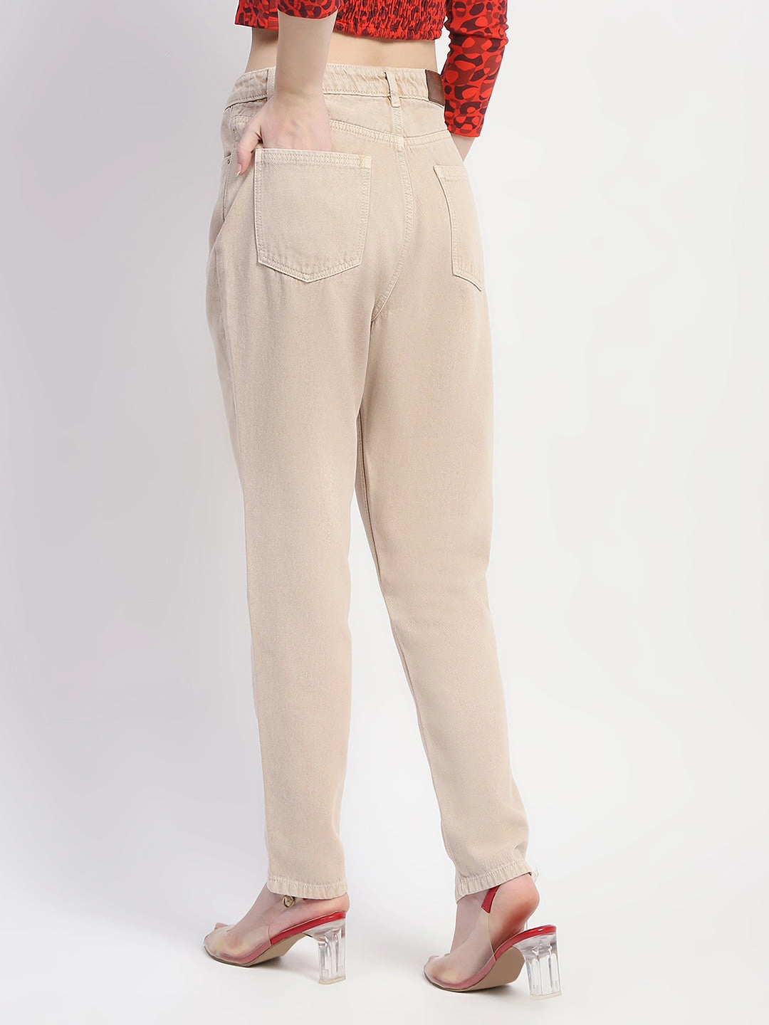 Night Out Parent Style Ready to Wear Madame Straight Fit Cotton Beige Denim