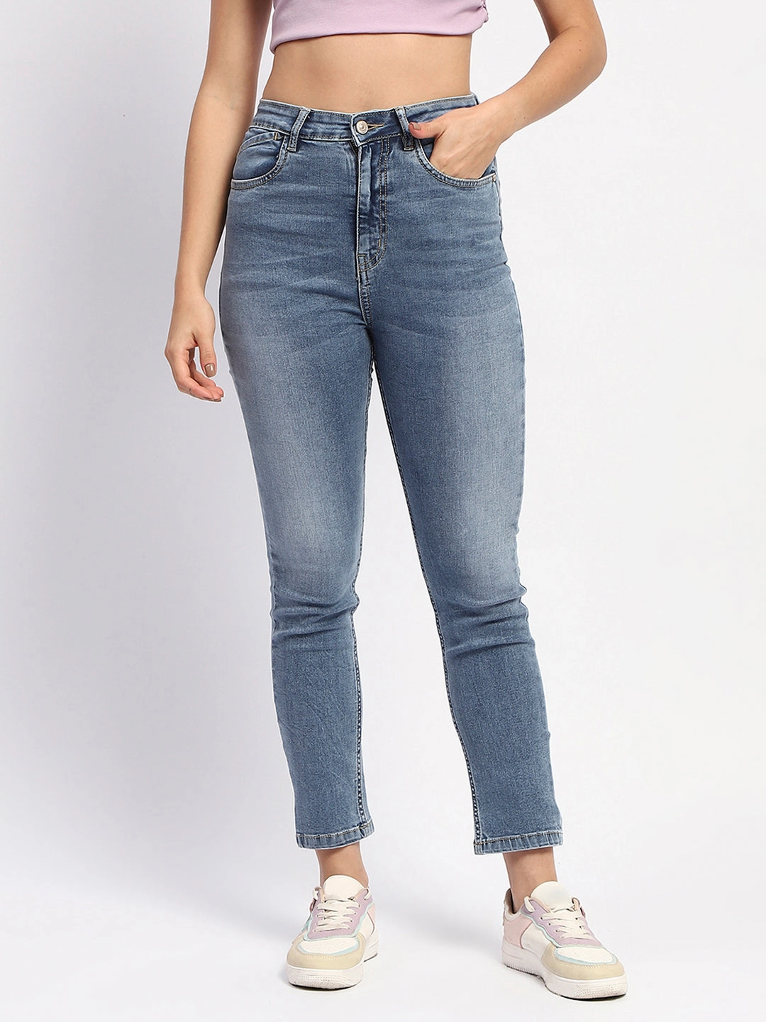 Madame Straight Fit Light Blue Denim Relaxed Tailoring