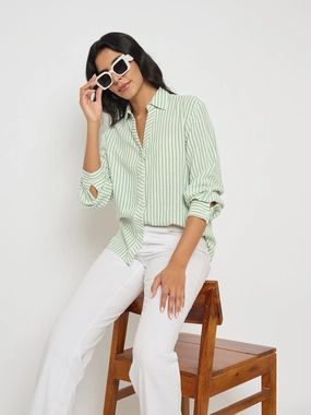 Madame Textured Green Striped Shirt Winter Retreat