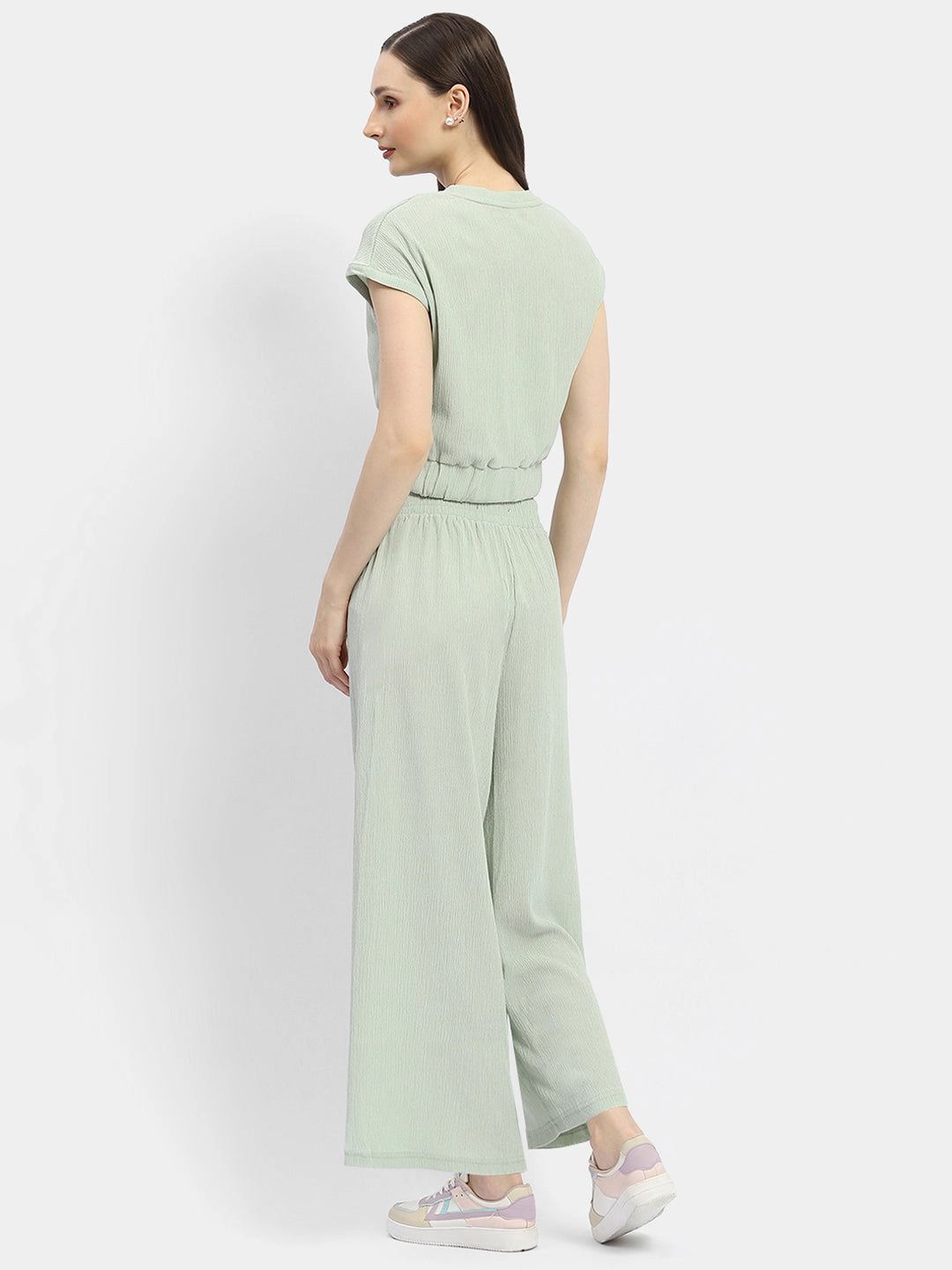 Madame Textured Mint Green Knotted Co-Ord Set Subtle Flow Contemporary Layer