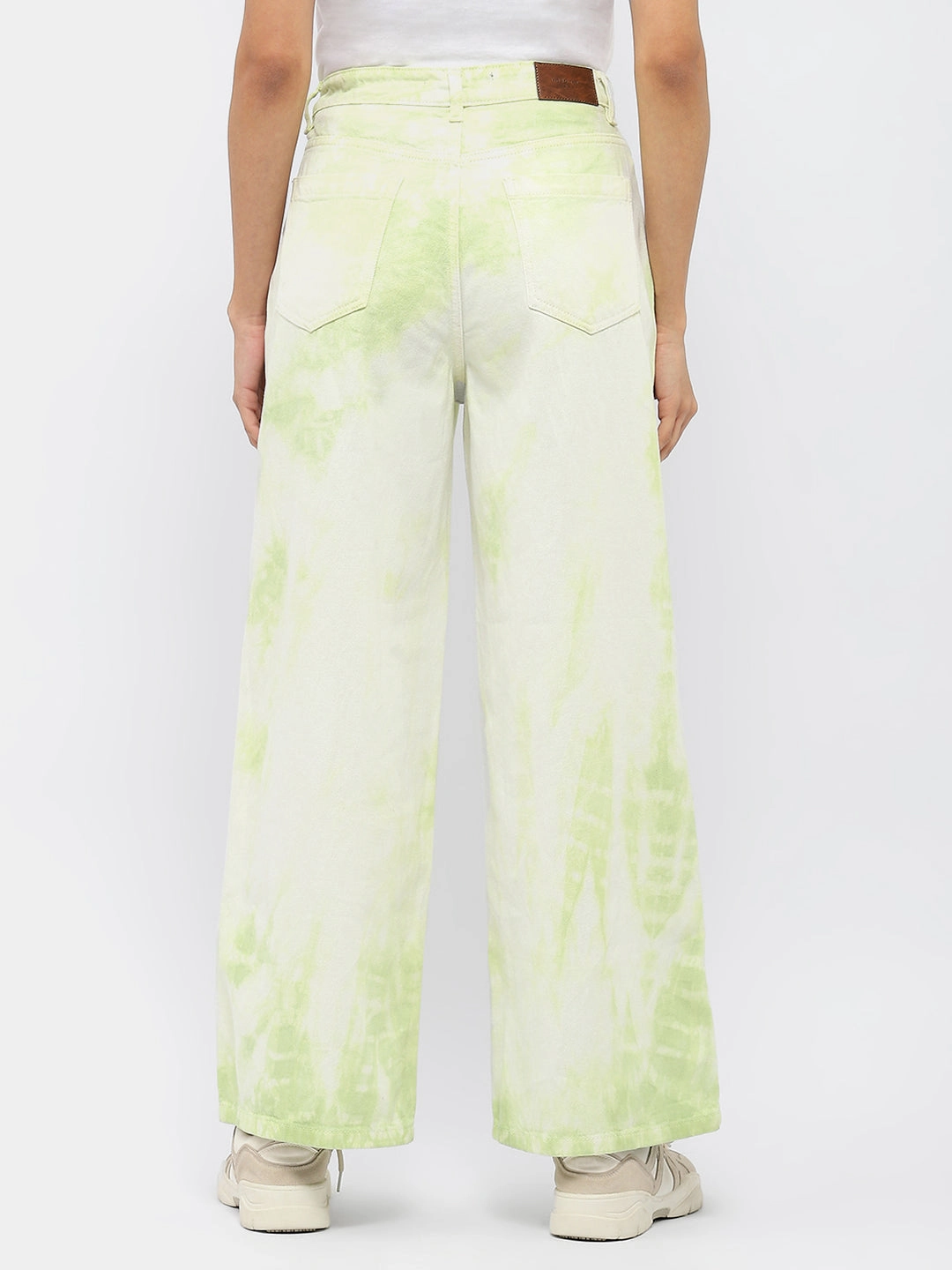 Madame Tie-Dye Green Wide Leg Jeans Perfect Basic Stylish Casual Evening Stroll