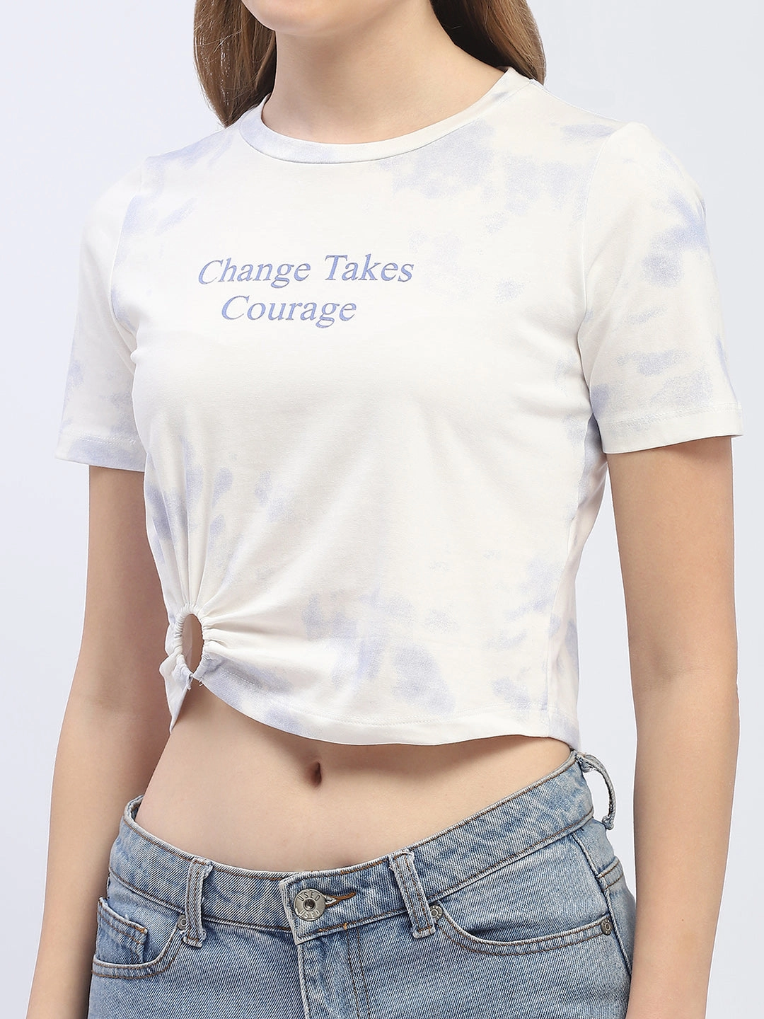 Madame Tie-Dye White Crop T-Shirt Versatile Comfort