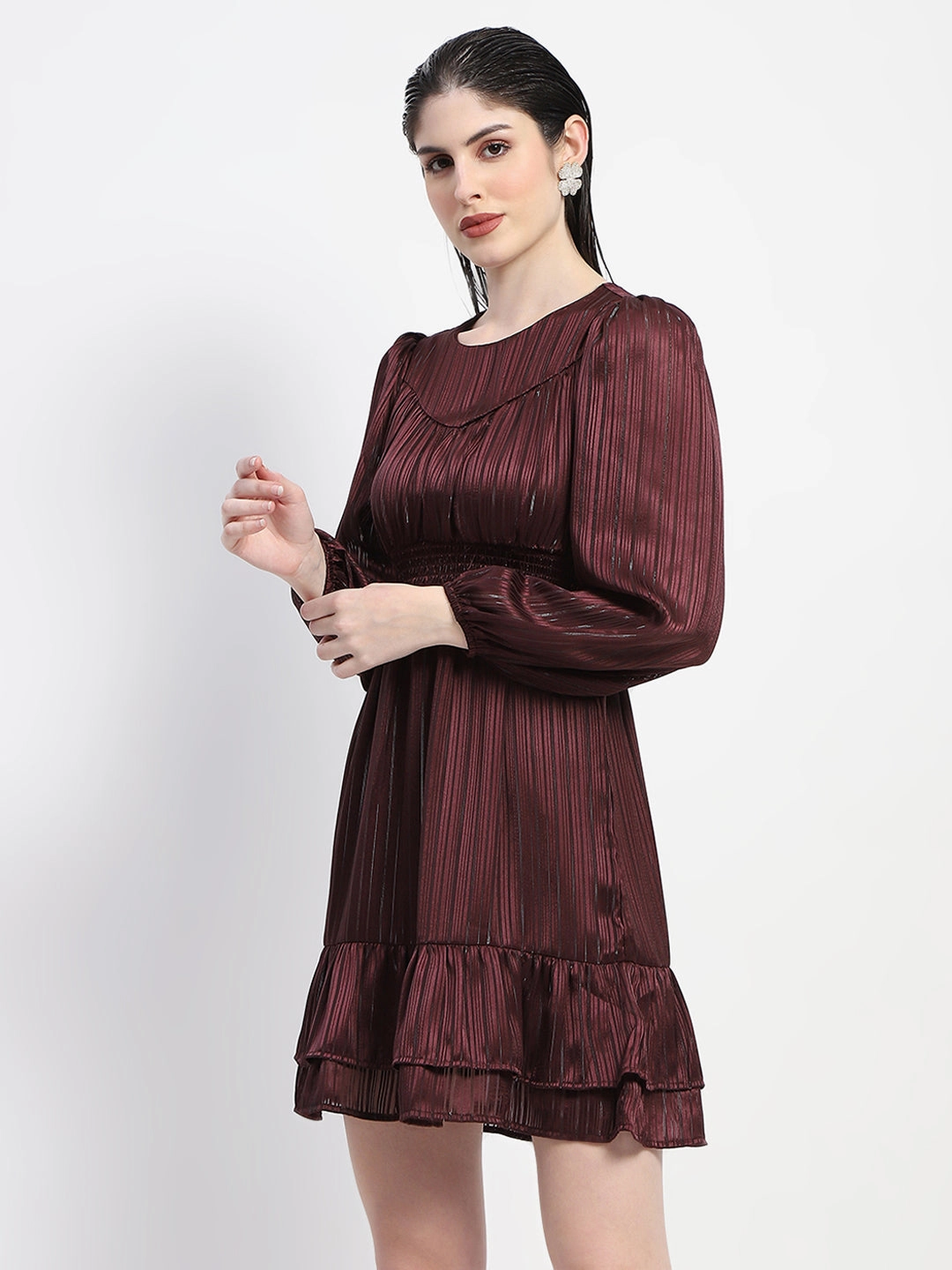 Day Love Madame Tiered Hem Cinched Waist Midi Dress