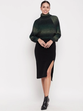 Chill Style Madame Turtleneck Full Sleeve Gradient Green Sweater