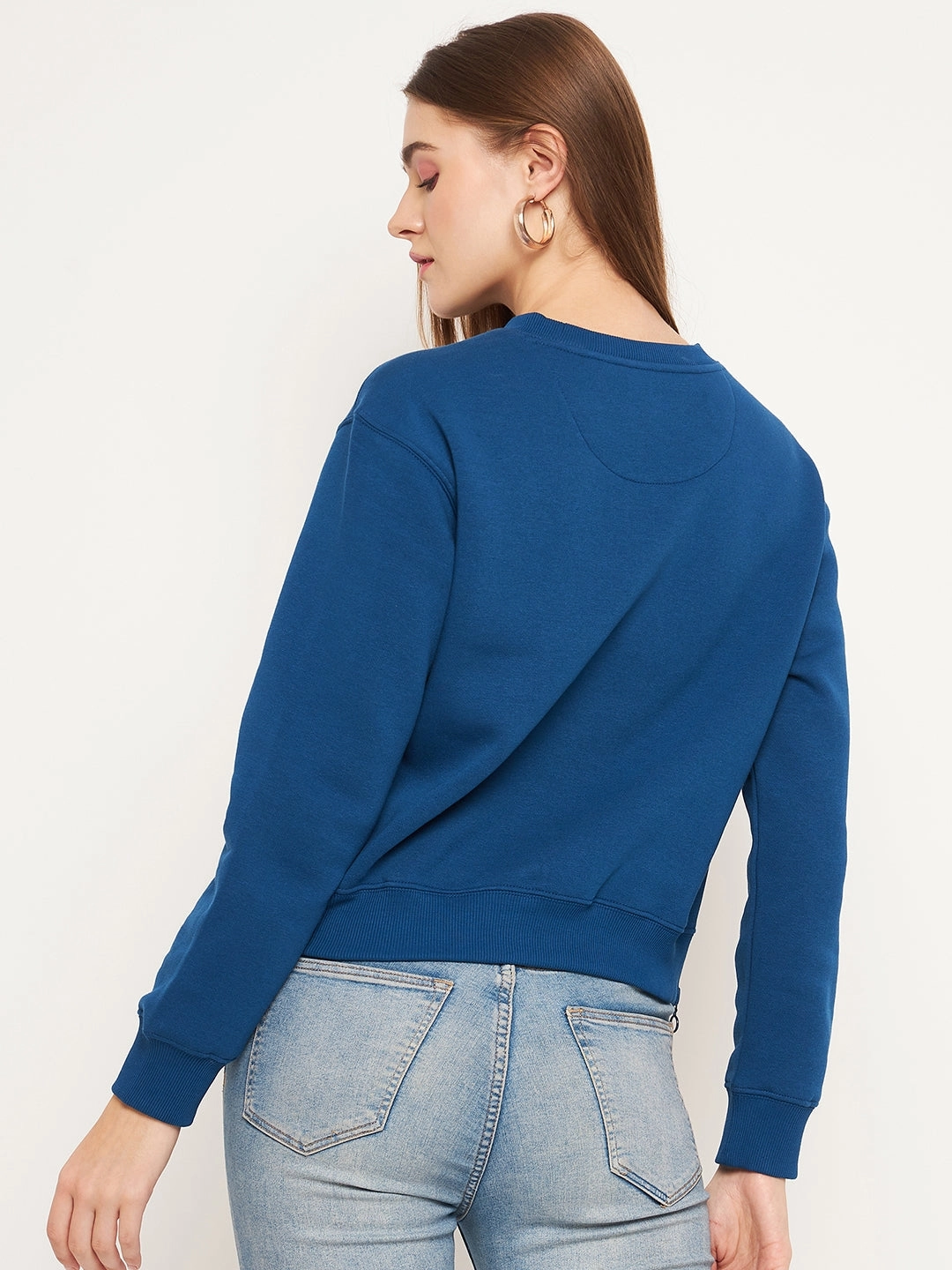 Street Style Weekend Relaxed Madame Typographic Royal Blue Sweatshirt