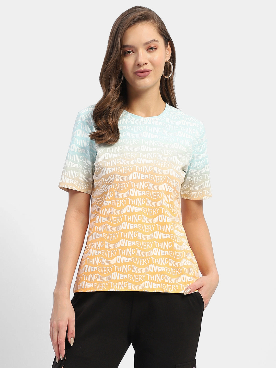 casual and comfortable Madame Typography Orange Ombre Effect T-Shirt