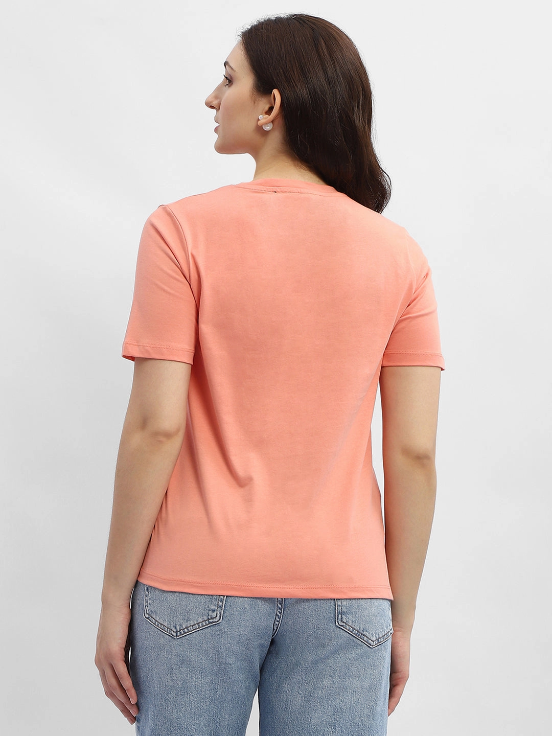 FlexibleCollarOptions Madame Typography Salmon Cotton T-Shirt