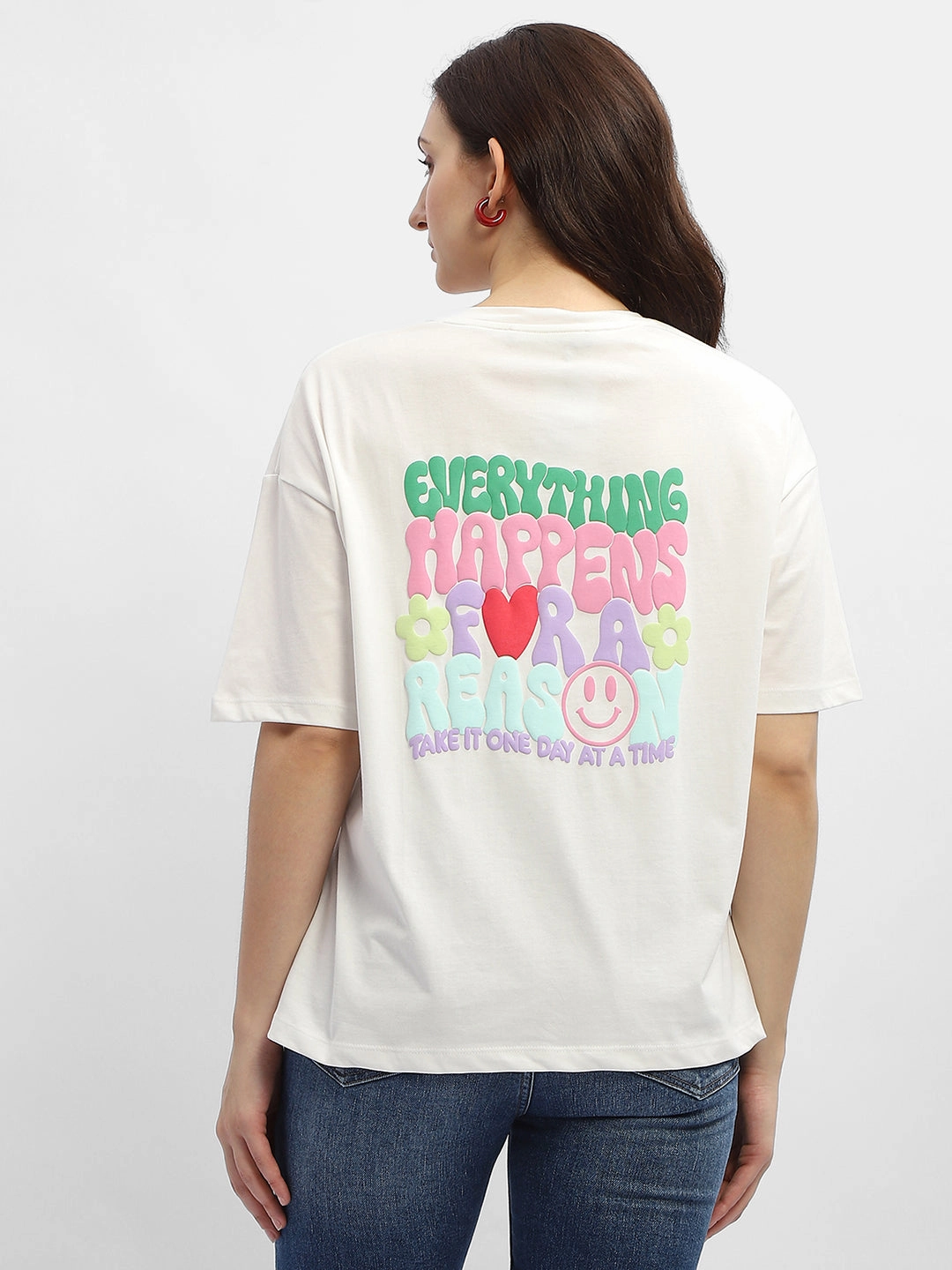 Breathable Design Wear warm weather Madame Typography White Cotton T-Shirt