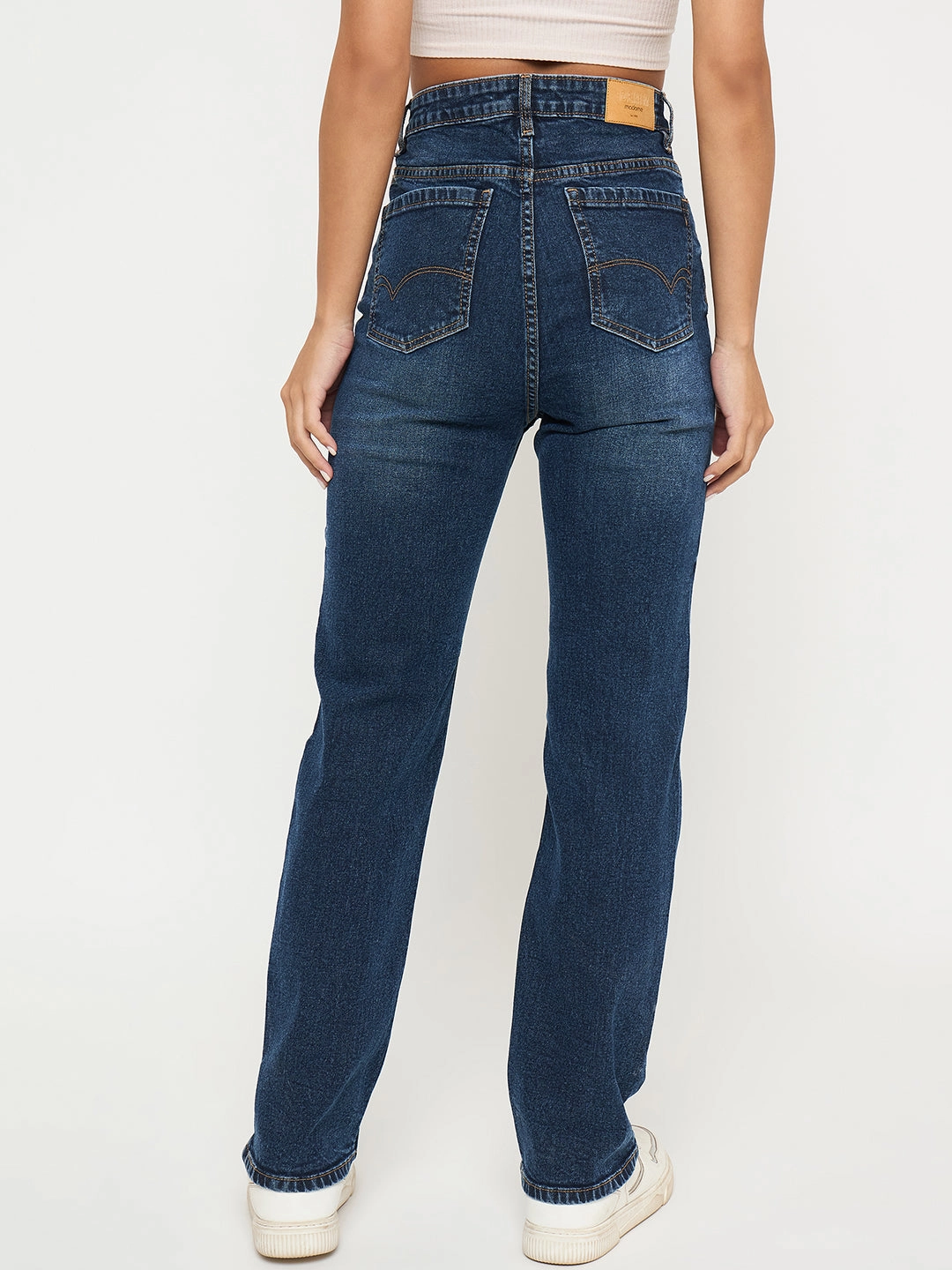 All Rounder Durable Fabric Madame Whiskered Dark Blue Cotton Blend Straight Jeans