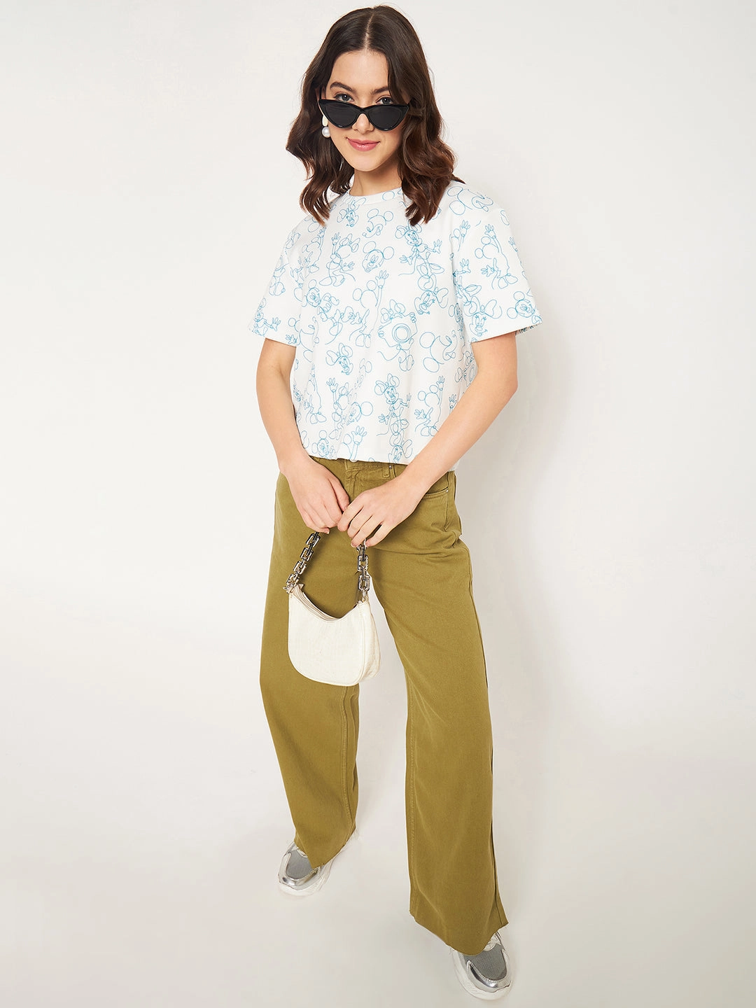 Madame White Disney Print Top OdorResistant Coating Durable Stitch Pattern
