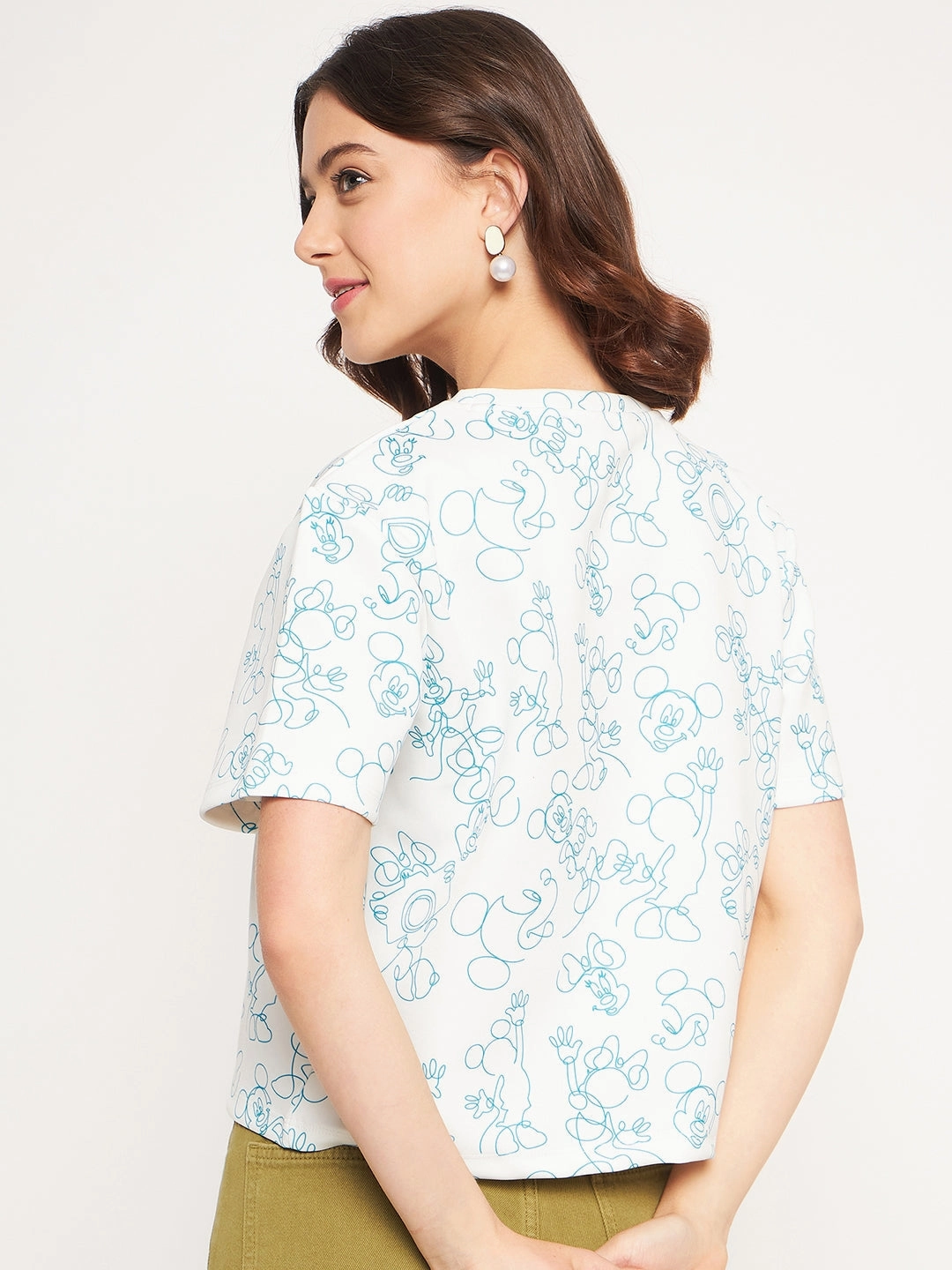 Madame White Disney Print Top Soft Blended Fabric SleevelessOption