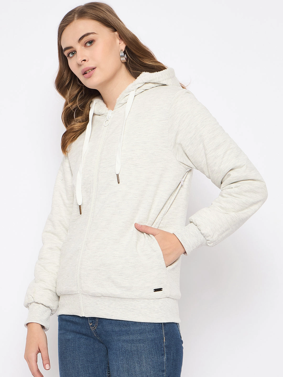 waterproof Madame White Fleece Hooded Sweatshirt