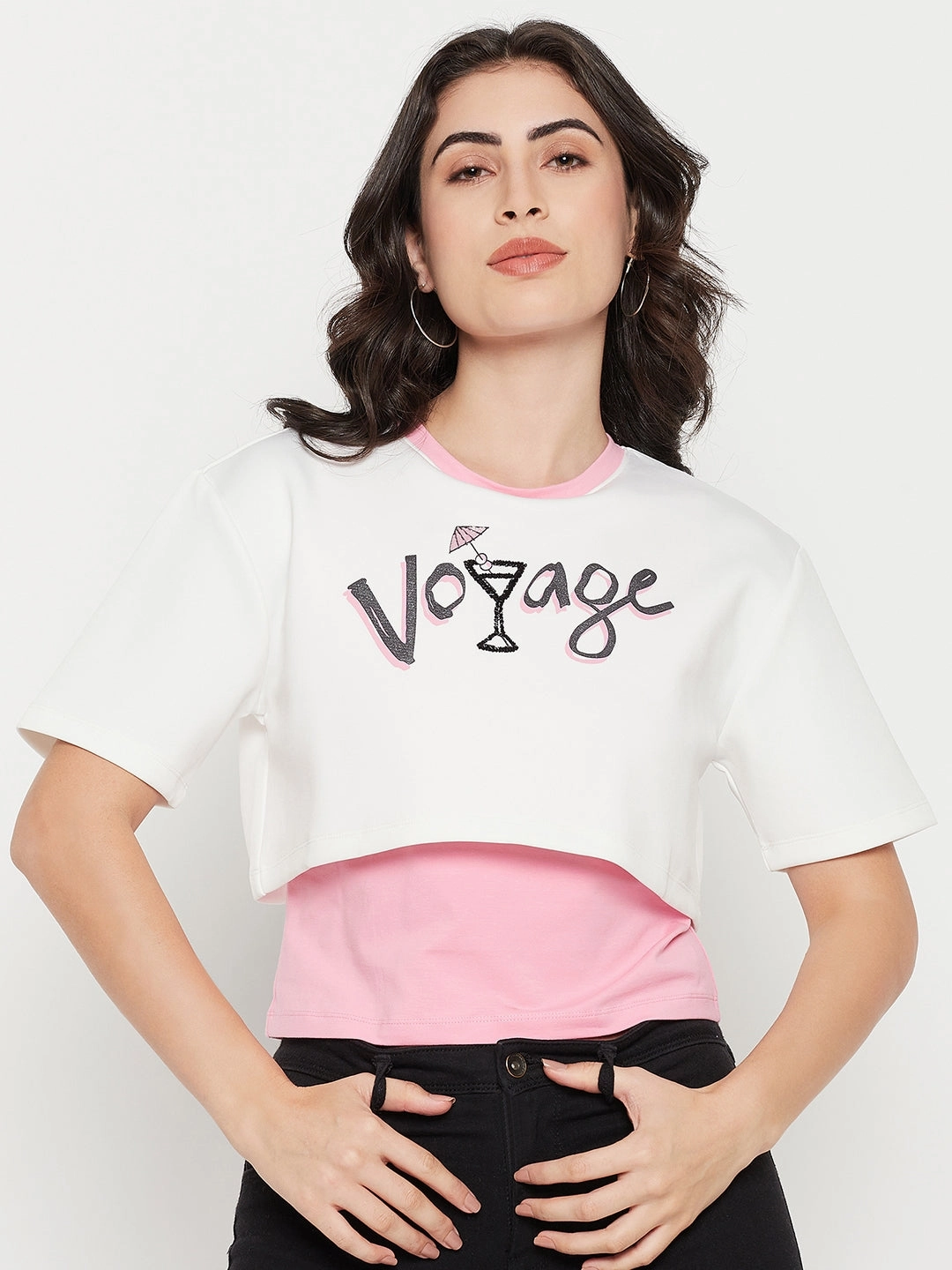 Madame White Graphic Top Circular Knit