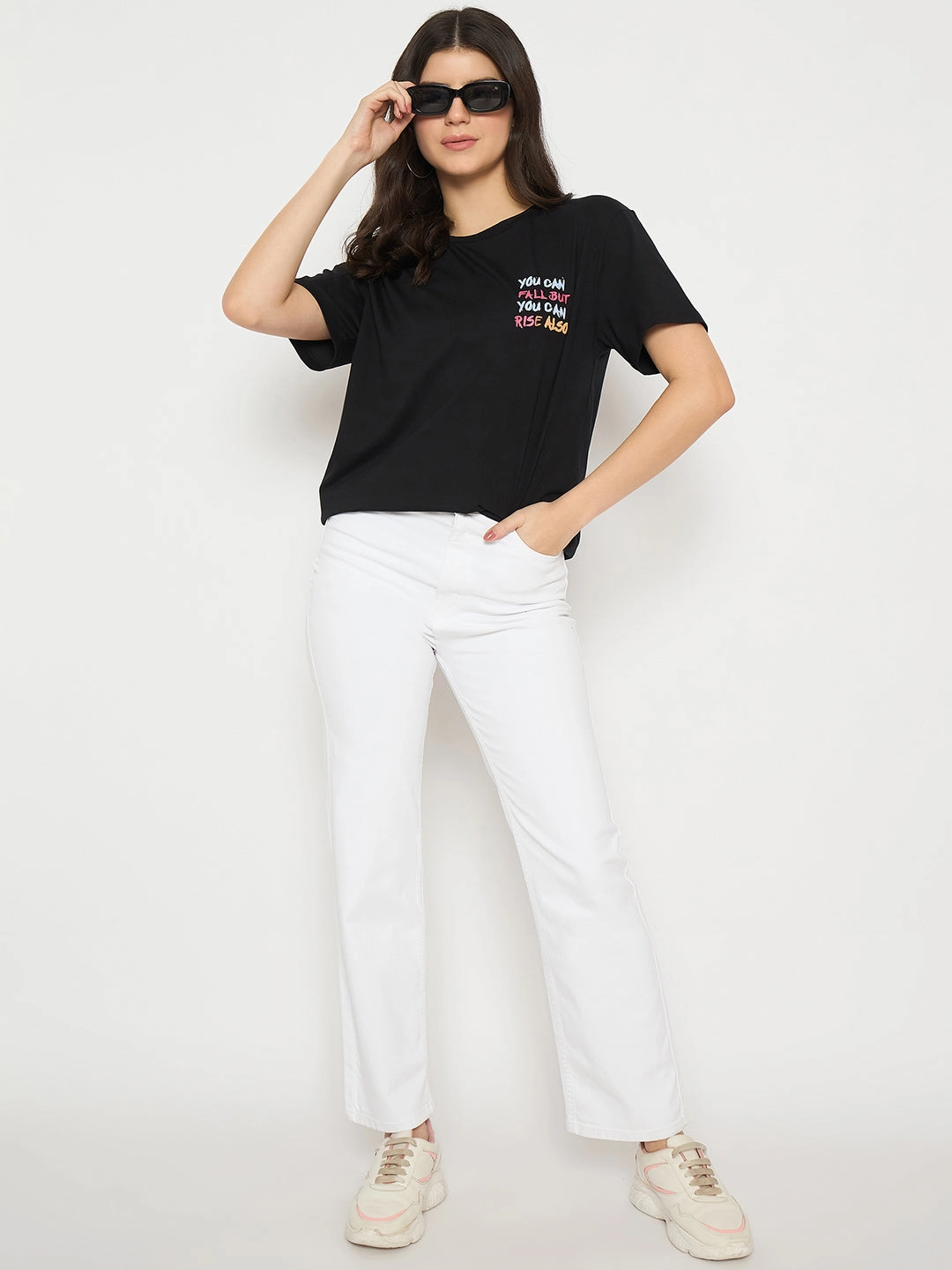 Formal Classic Wear Loose Madame White Straight Fit Denim Jeans