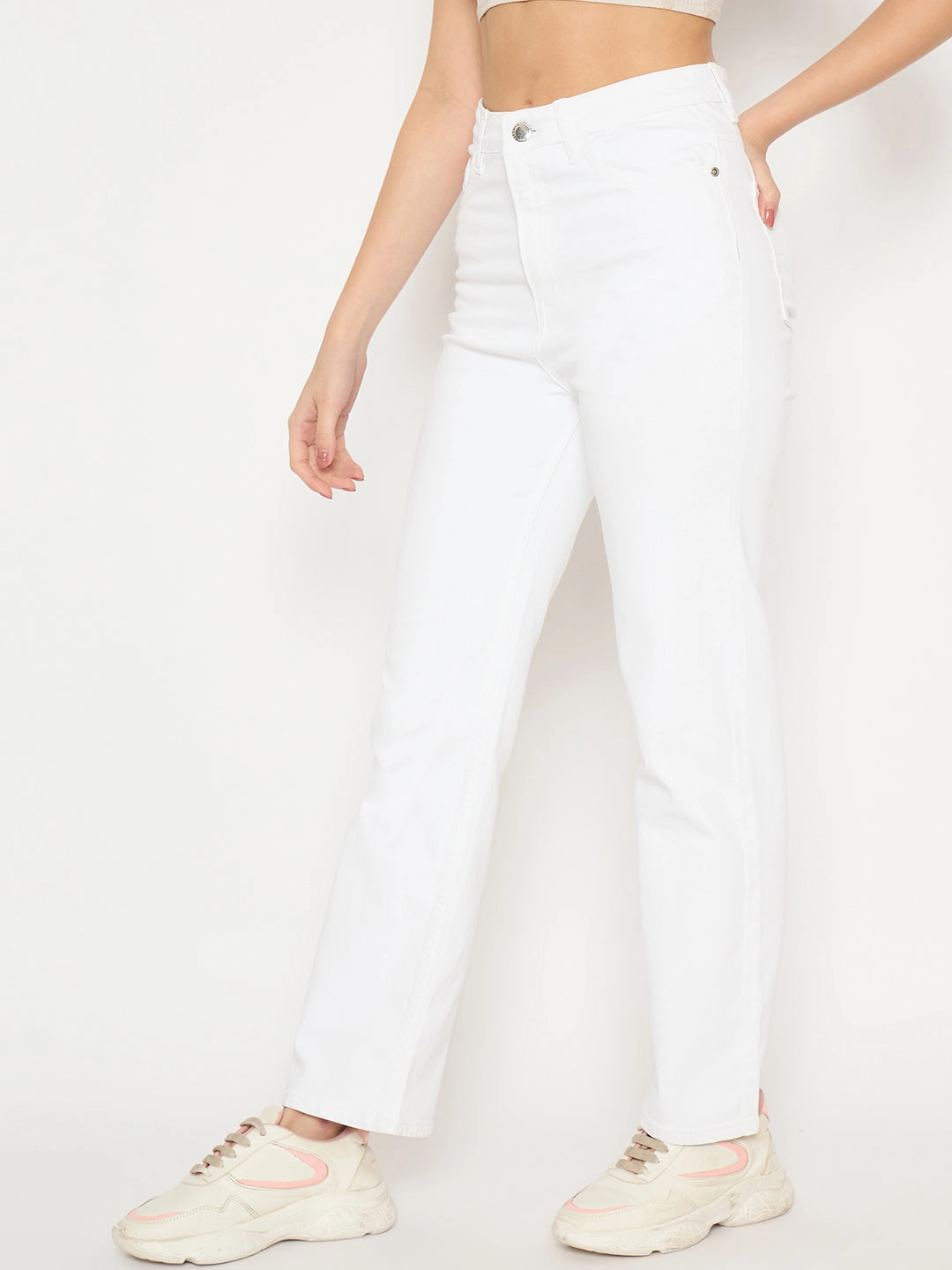 Madame White Straight Fit Denim Jeans Work Ready Soft
