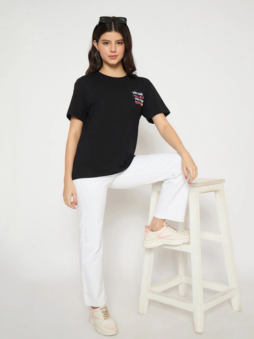 Pre Shrunk Material Madame White Straight Fit Denim Jeans