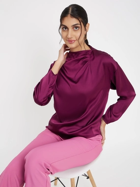 Madame Wine Top RibbedHemline Summer Style