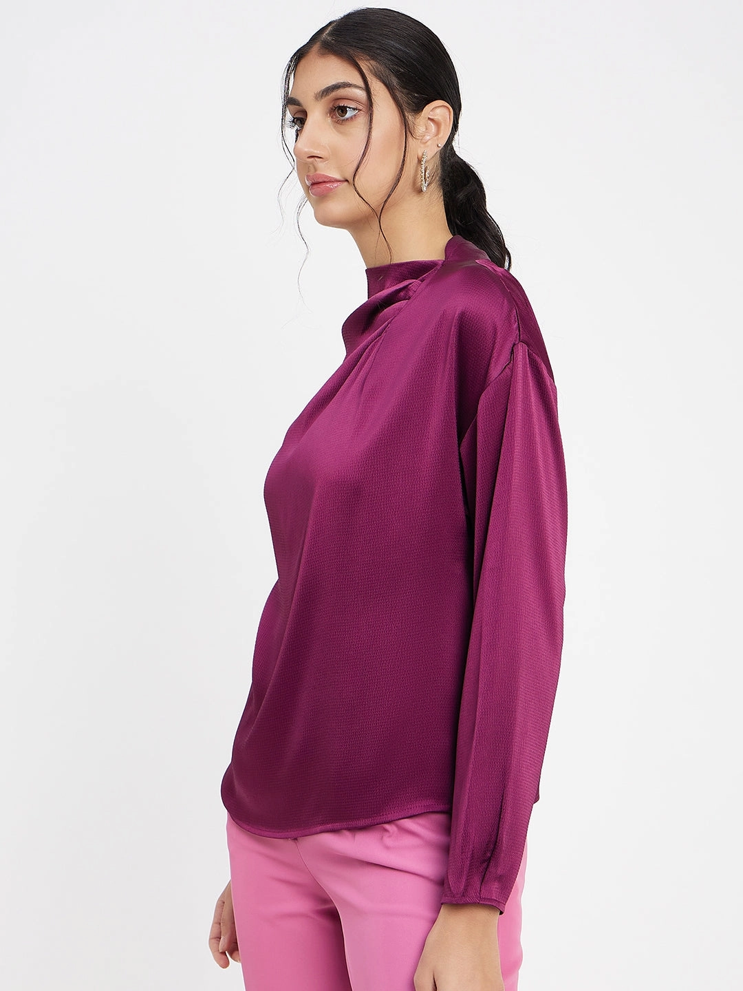 Contrast Stitch Accent Madame Wine Top