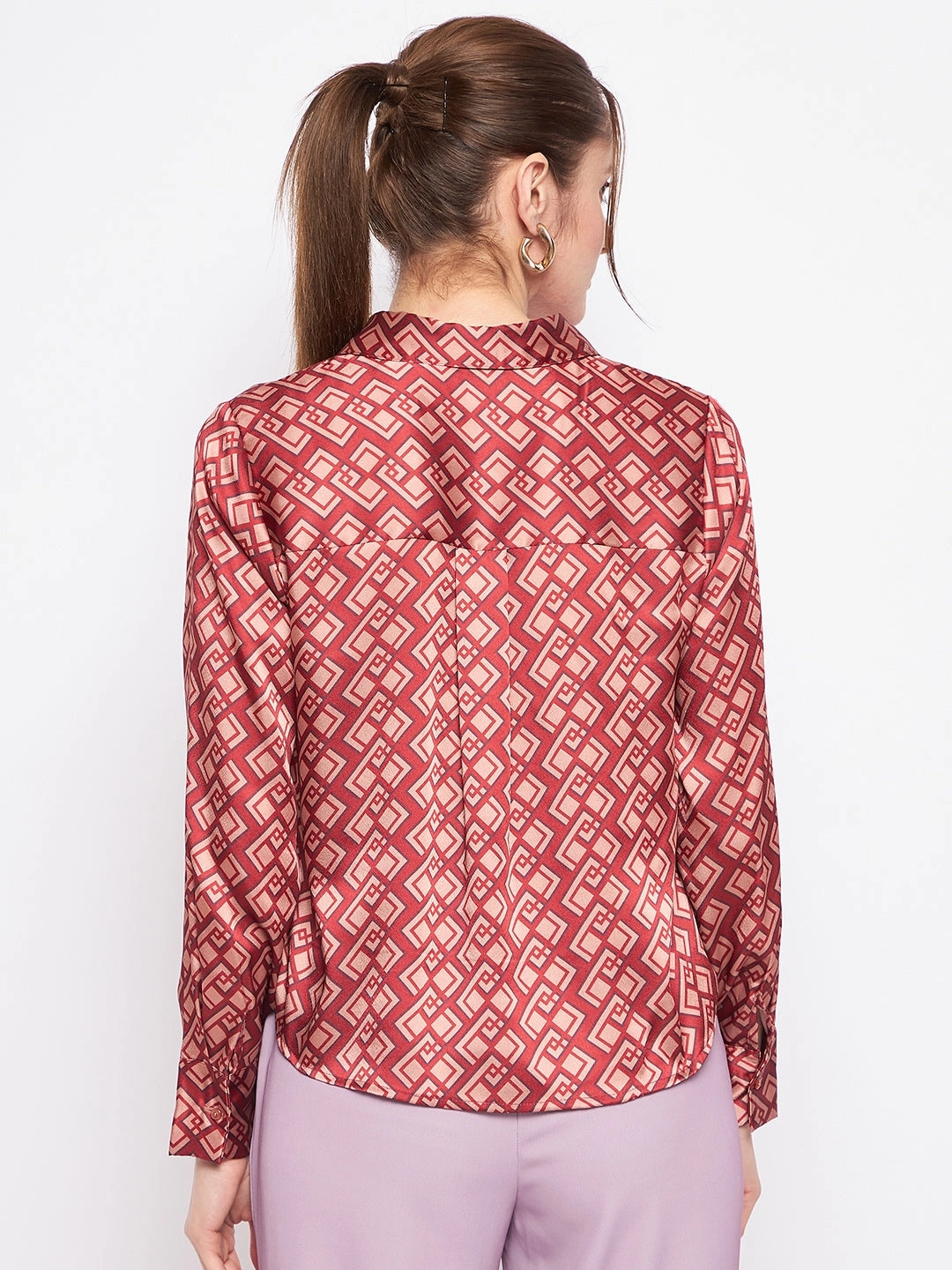 Madame Women Printed Rosewood Shirt Fashionable Look Camouflage Style